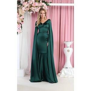 NEW ROYAL QUEEN v-neck cape sleeve mermaid formal evening dress in hunter green